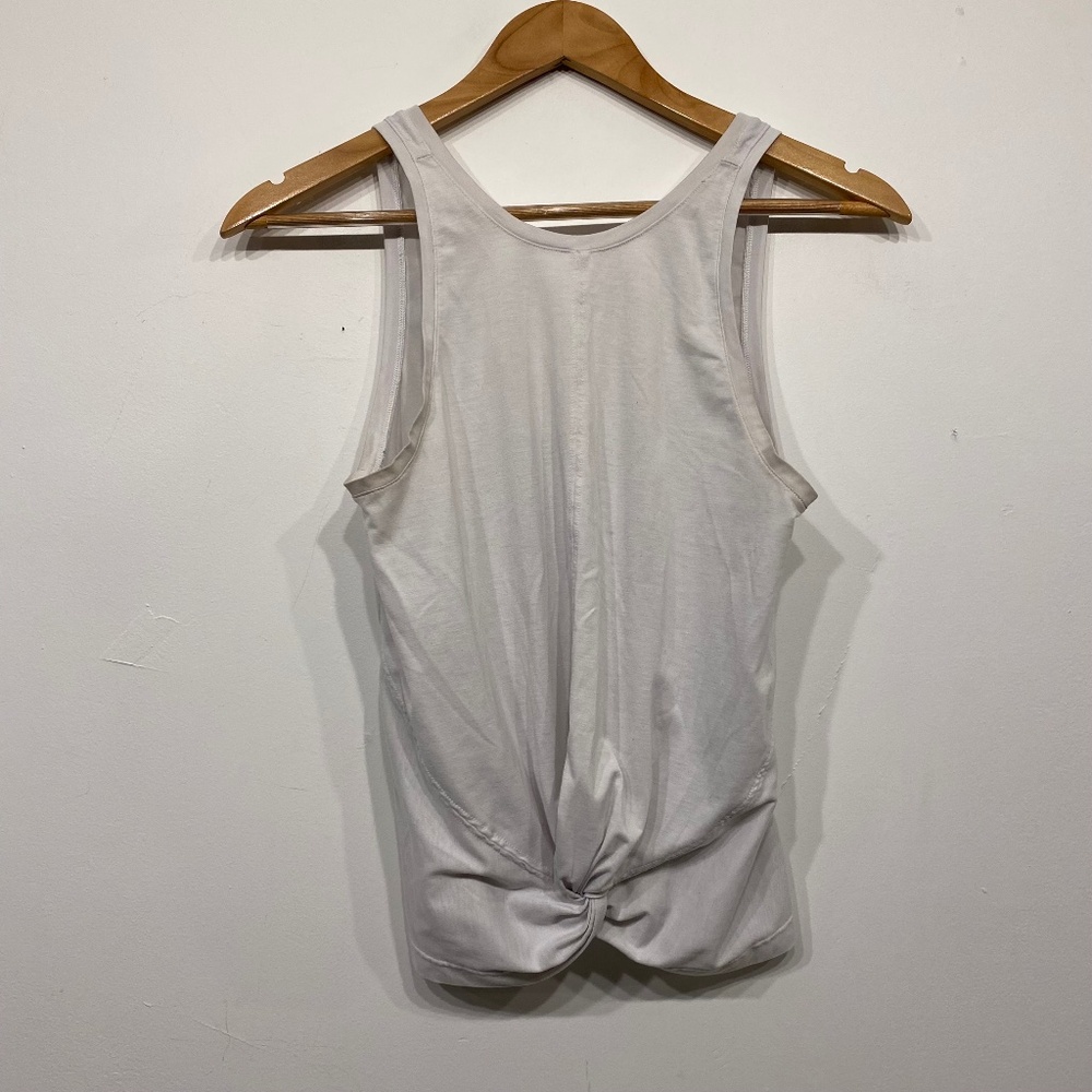 Athleta White Twist Front Low Back Light Weight Tank Top Small